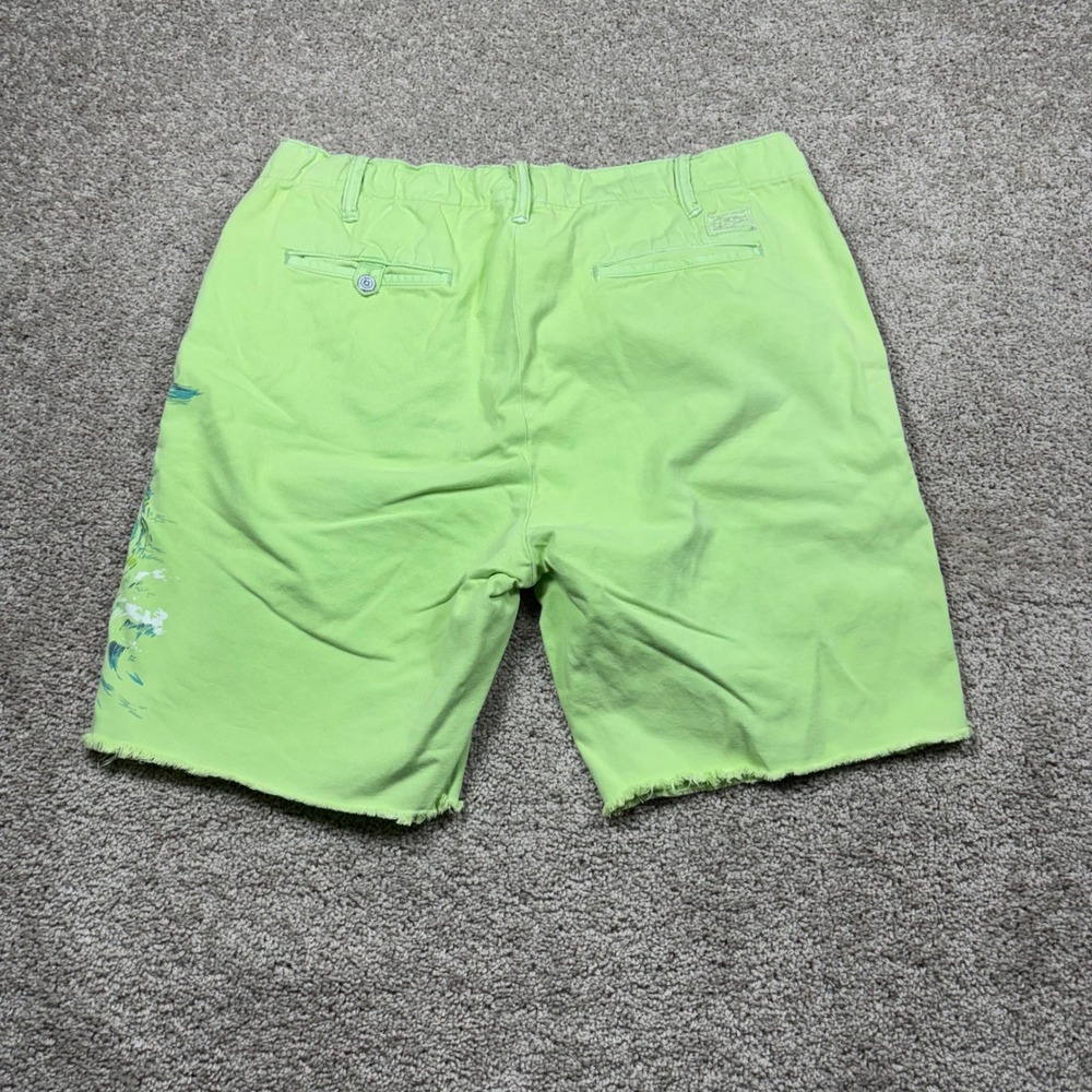 Polo Ralph Lauren Mens 36 Lime Green Graphic Marlin Lighthouse Cut Off Shorts